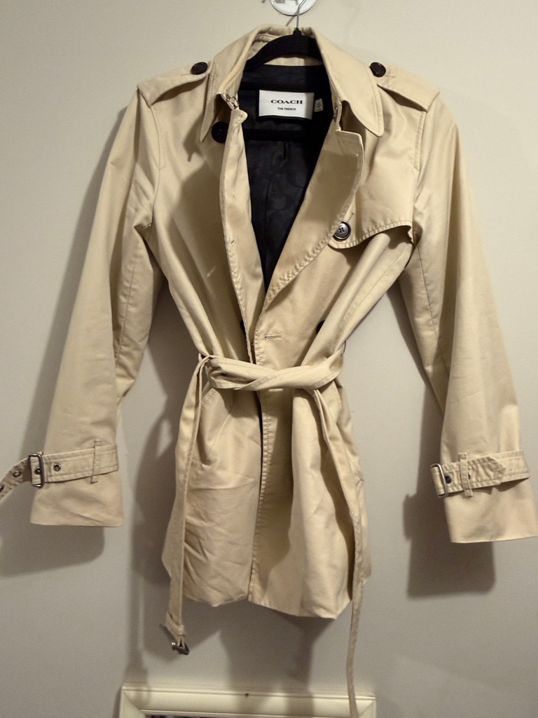 Coach Beige Trench Coat With Self-Tie Belt